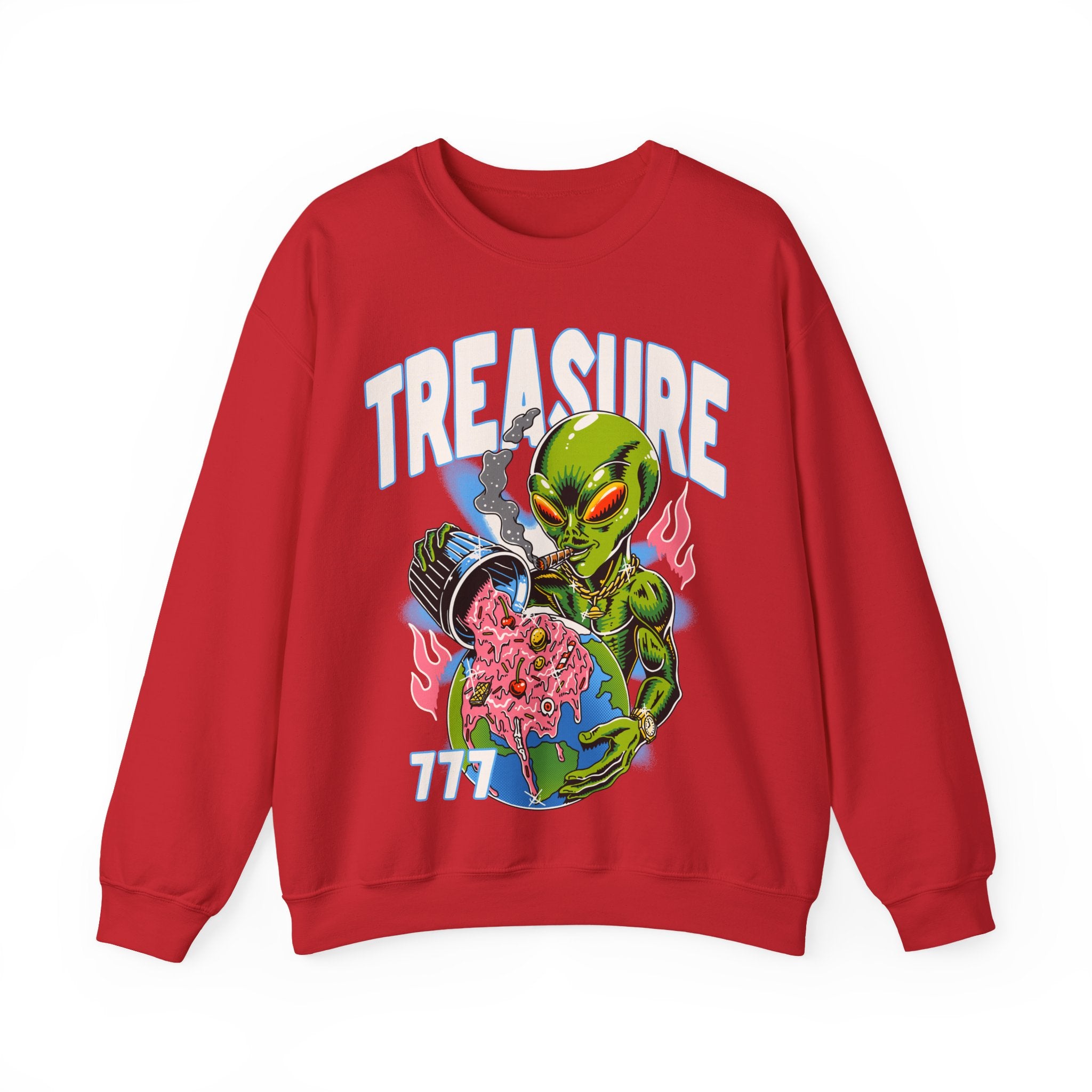 Alien Treasure Sweatshirt — Retro Sci‑Fi Graphic Crewneck
