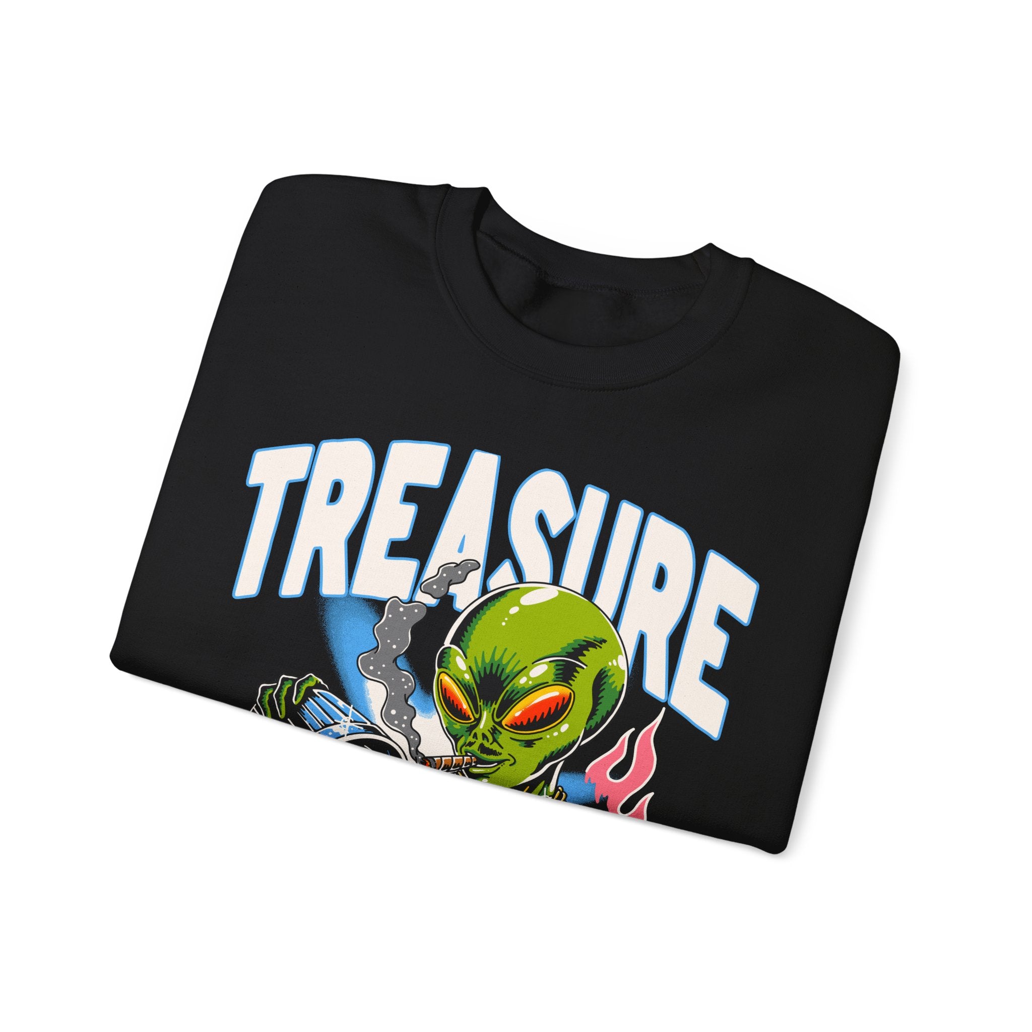 Alien Treasure Sweatshirt — Retro Sci‑Fi Graphic Crewneck
