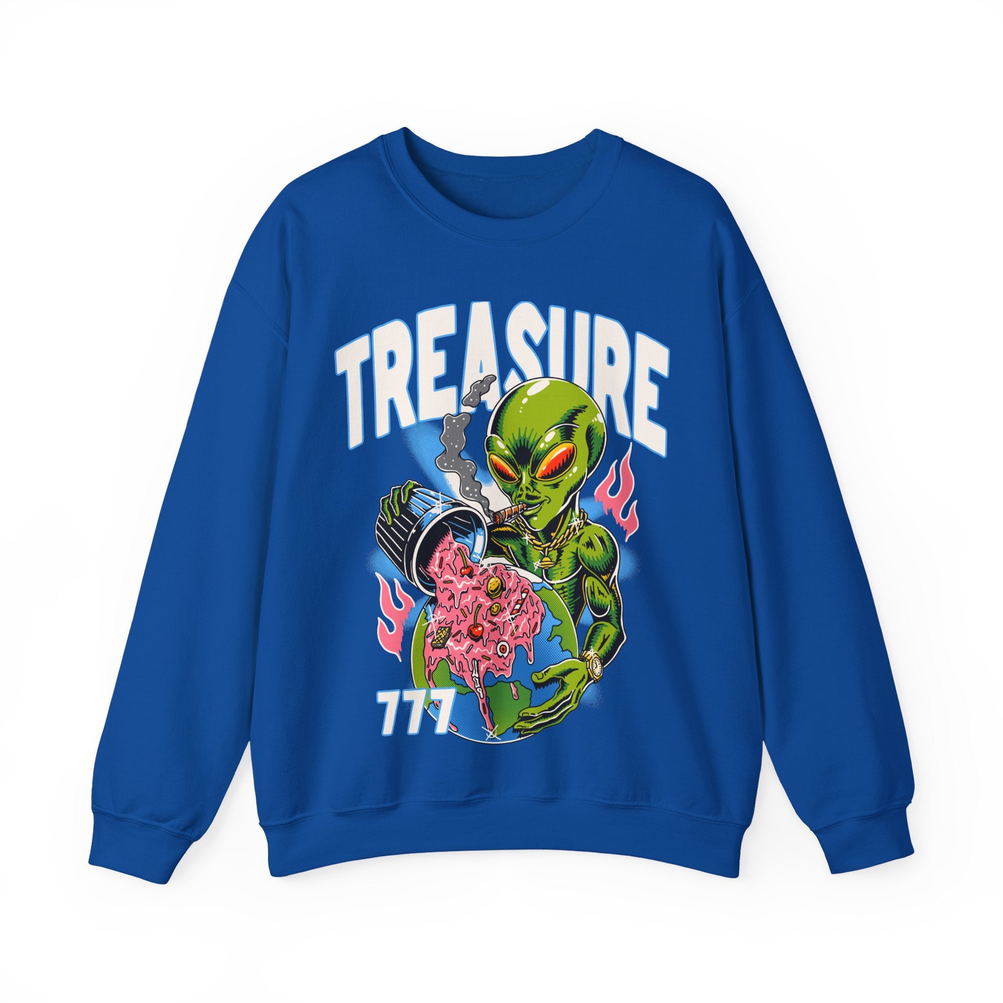 Alien Treasure Sweatshirt — Retro Sci‑Fi Graphic Crewneck