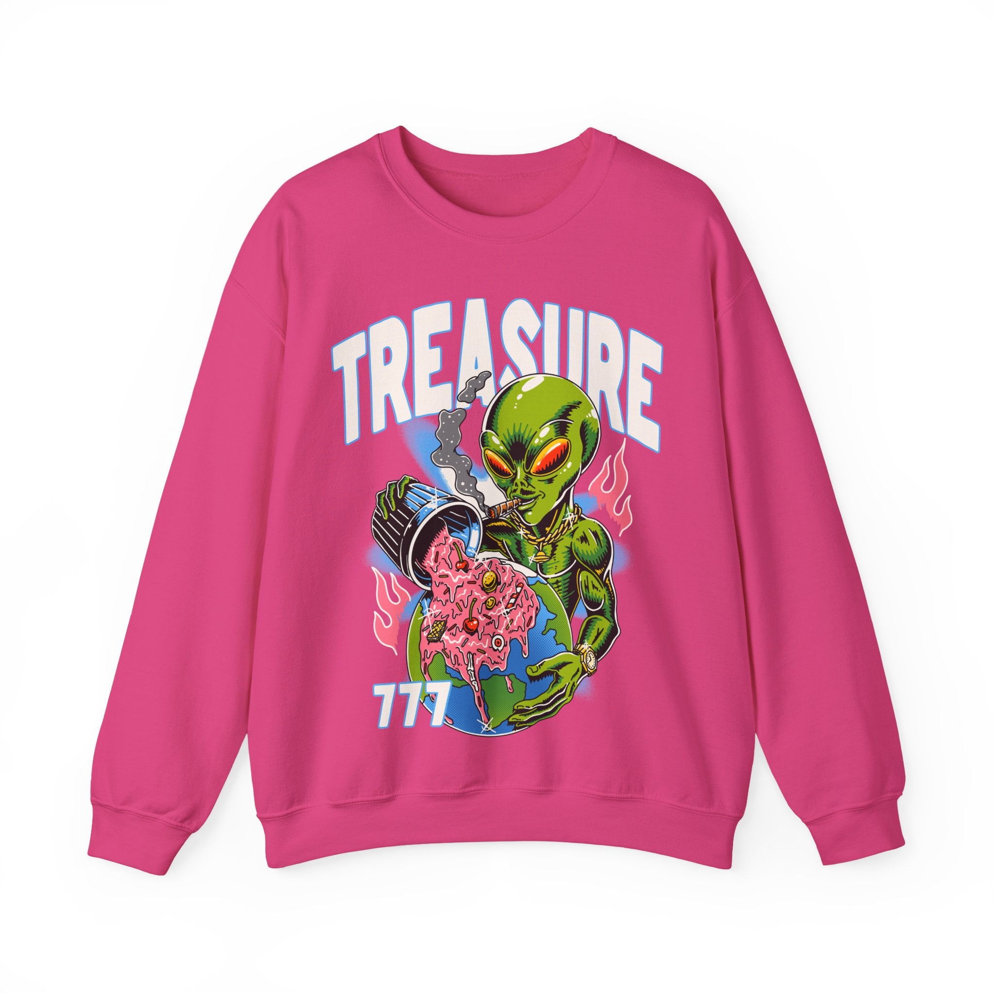 Alien Treasure Sweatshirt — Retro Sci‑Fi Graphic Crewneck