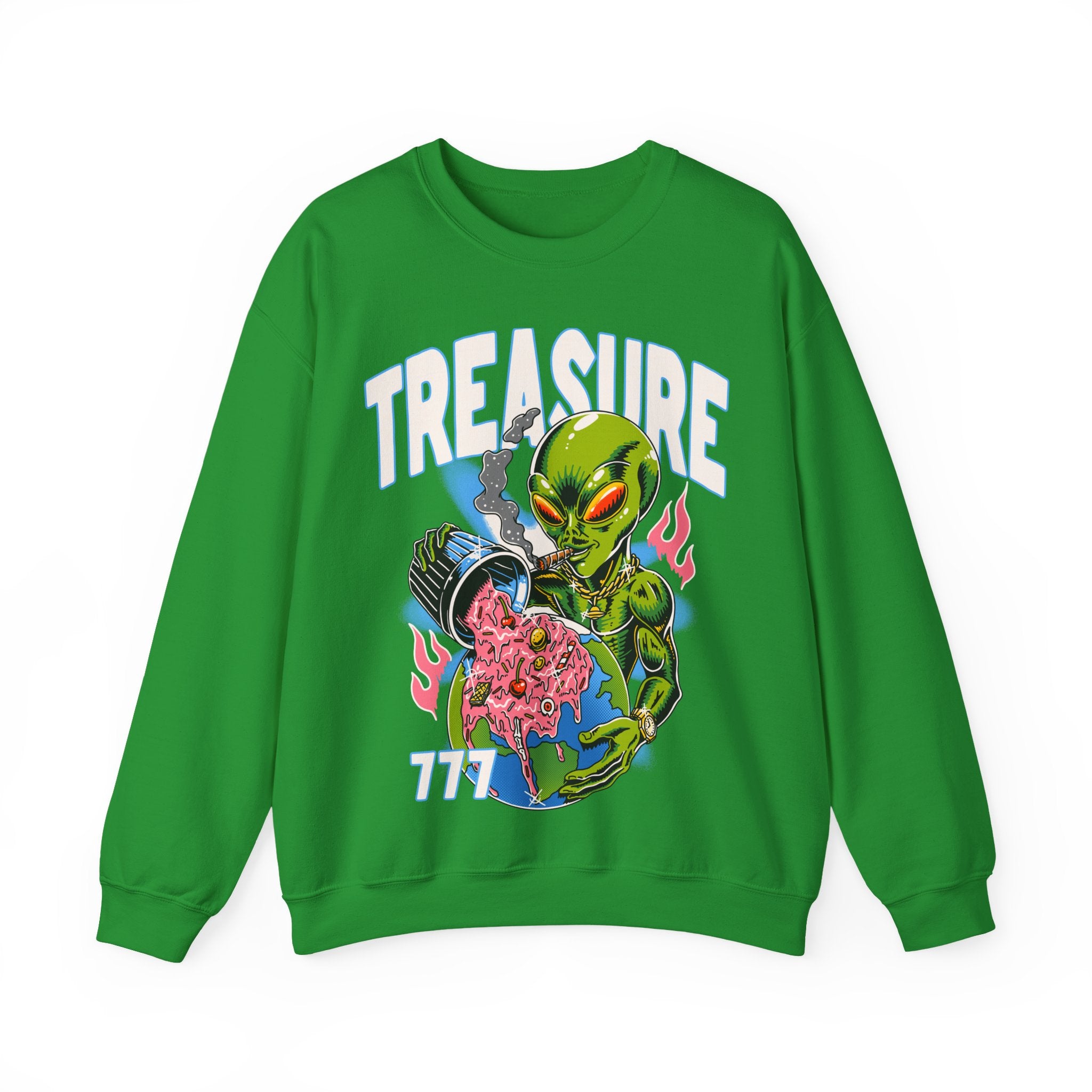 Alien Treasure Sweatshirt — Retro Sci‑Fi Graphic Crewneck