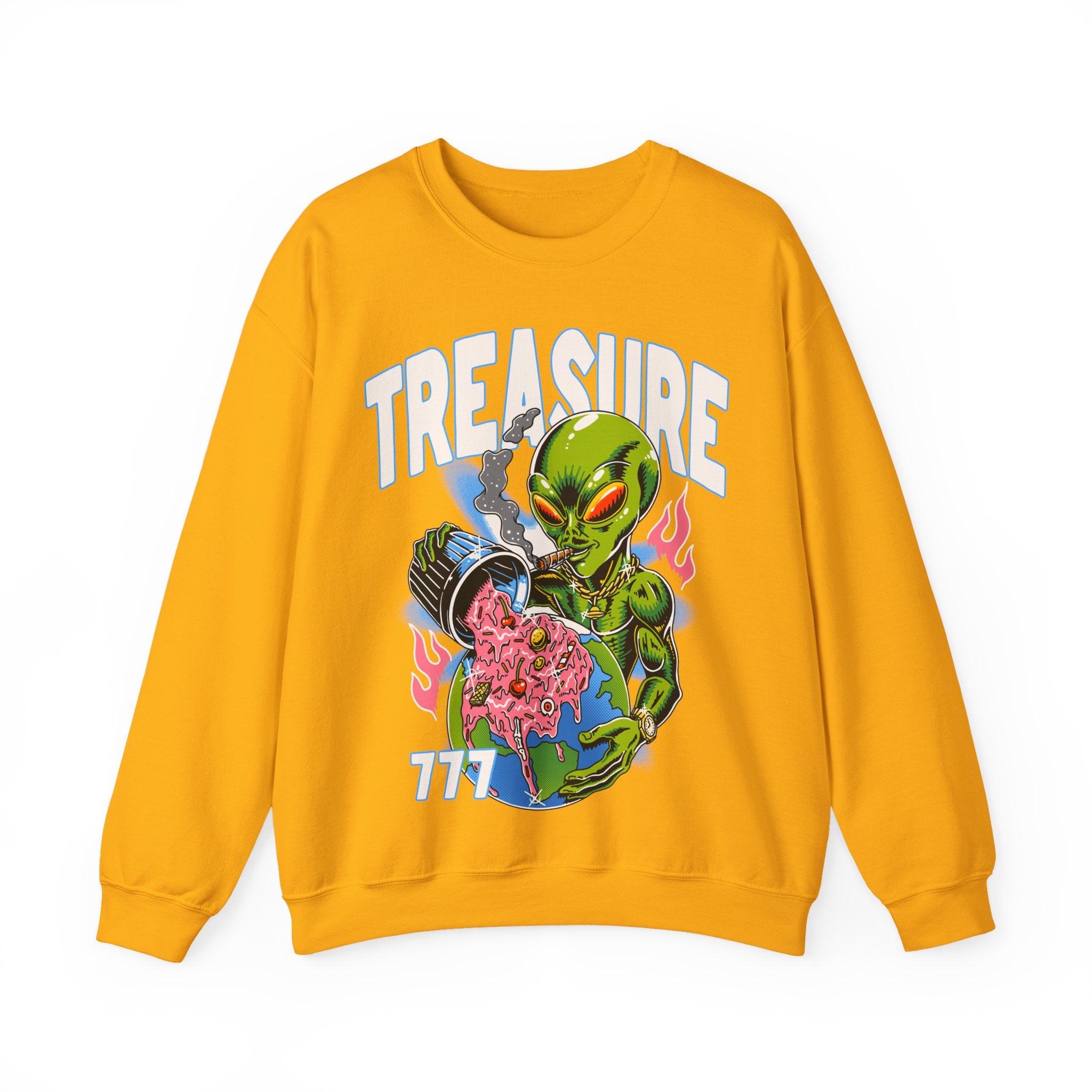 Alien Treasure Sweatshirt — Retro Sci‑Fi Graphic Crewneck