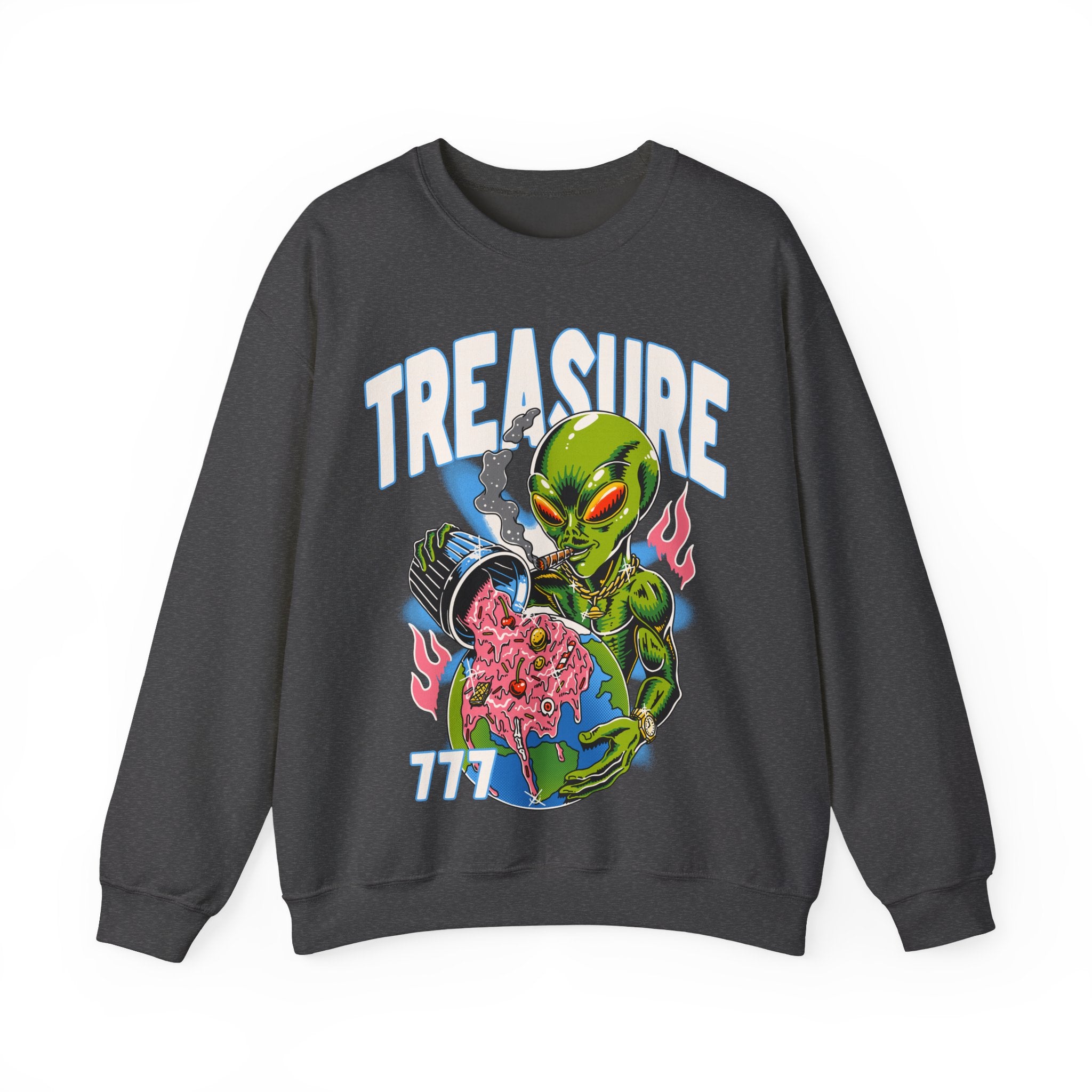 Alien Treasure Sweatshirt — Retro Sci‑Fi Graphic Crewneck