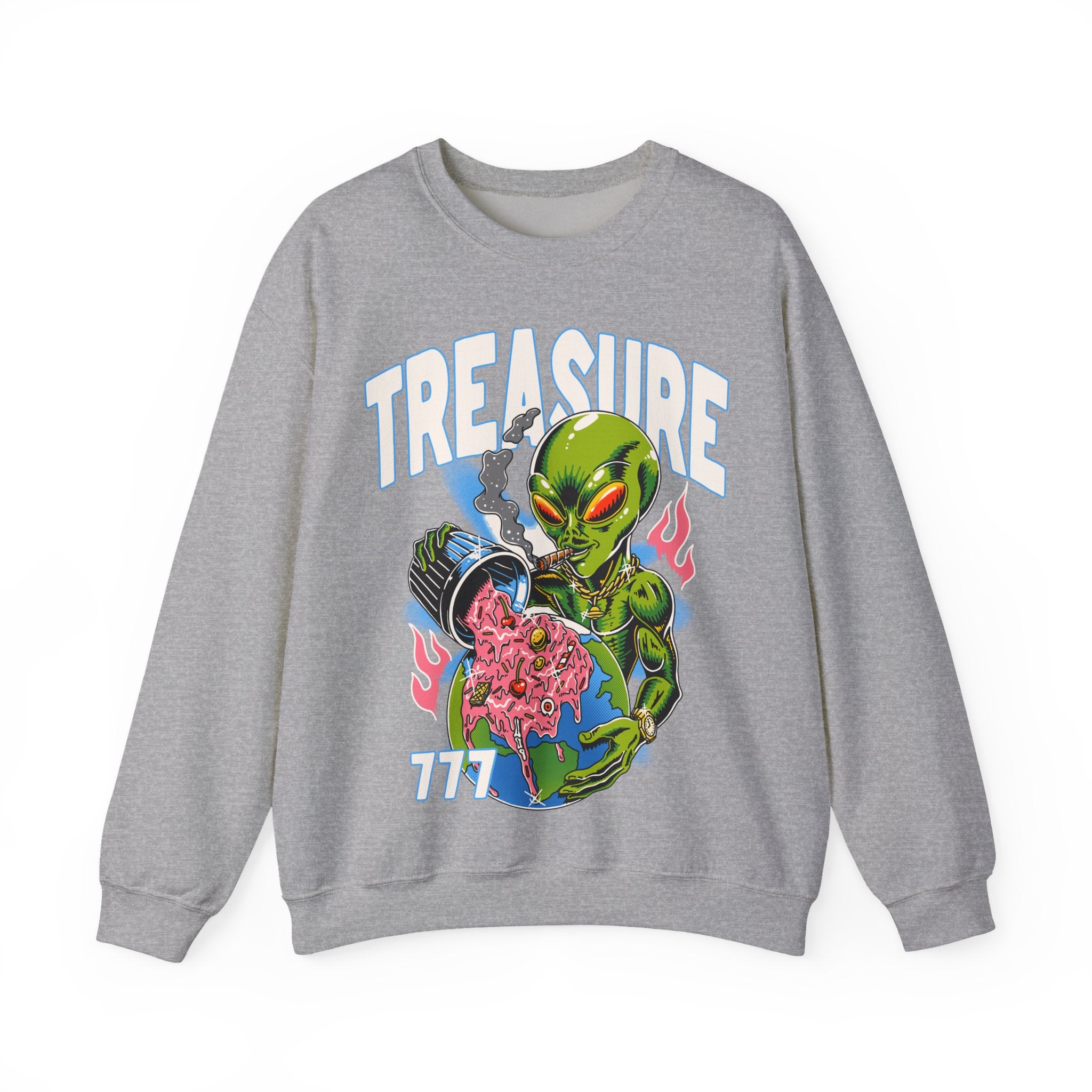 Alien Treasure Sweatshirt — Retro Sci‑Fi Graphic Crewneck