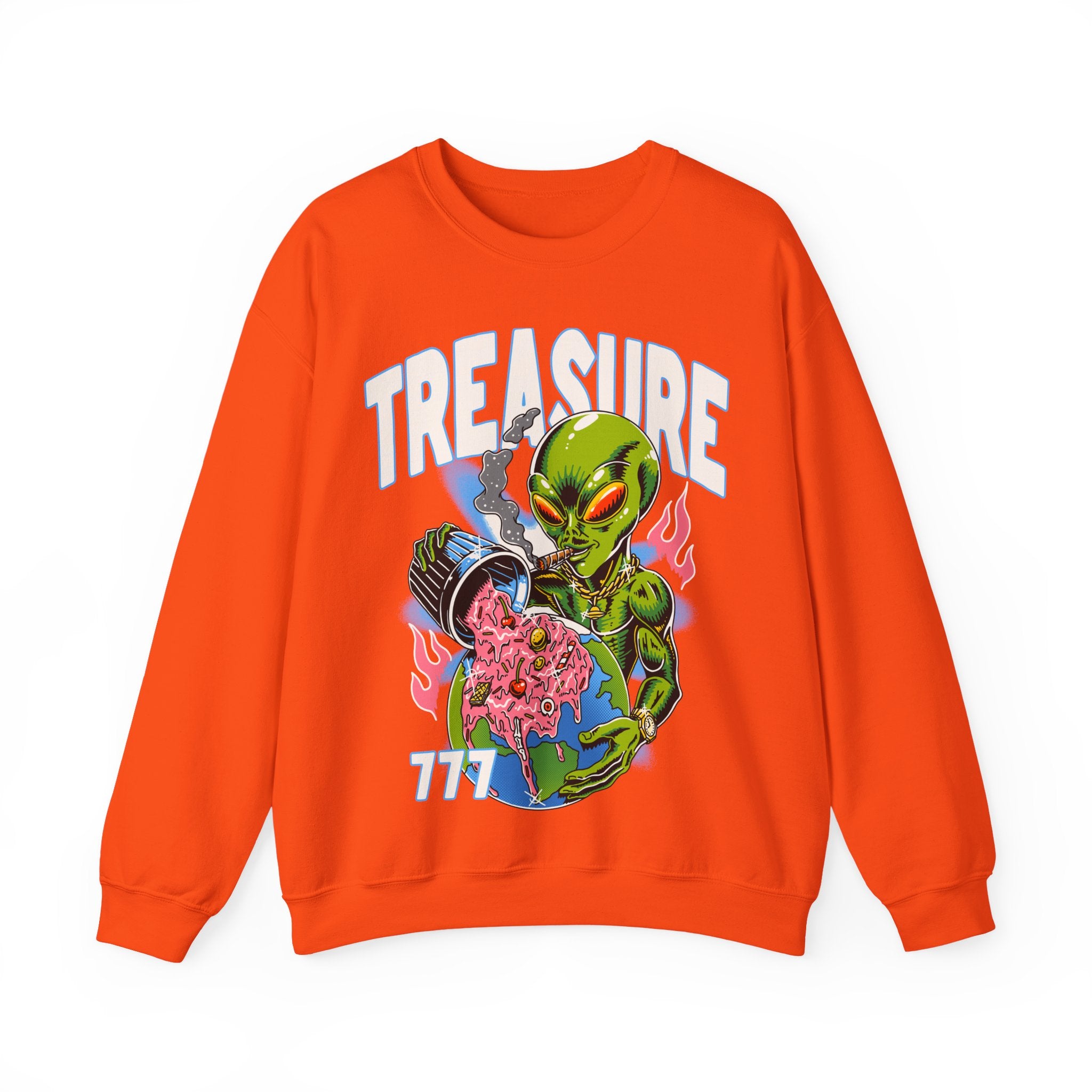 Alien Treasure Sweatshirt — Retro Sci‑Fi Graphic Crewneck