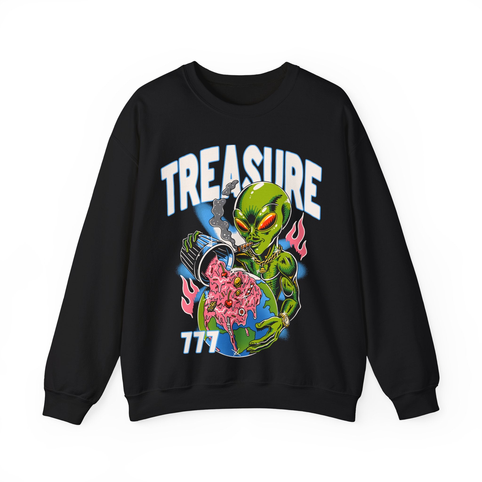 Alien Treasure Sweatshirt — Retro Sci‑Fi Graphic Crewneck