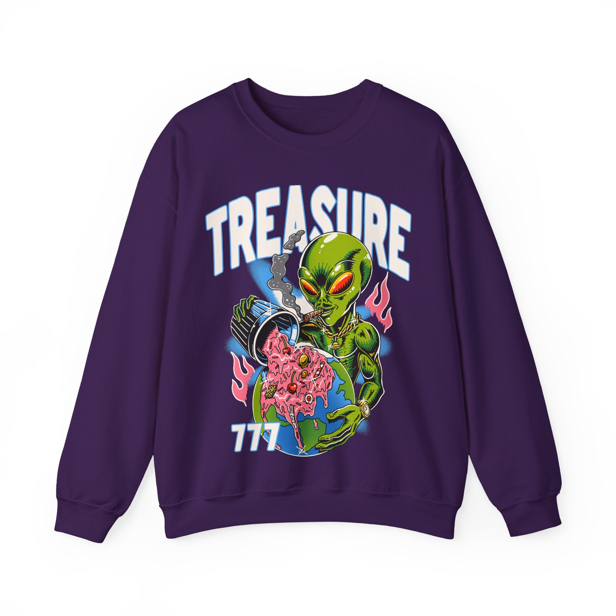 Alien Treasure Sweatshirt — Retro Sci‑Fi Graphic Crewneck